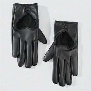 faux leather heart gloves